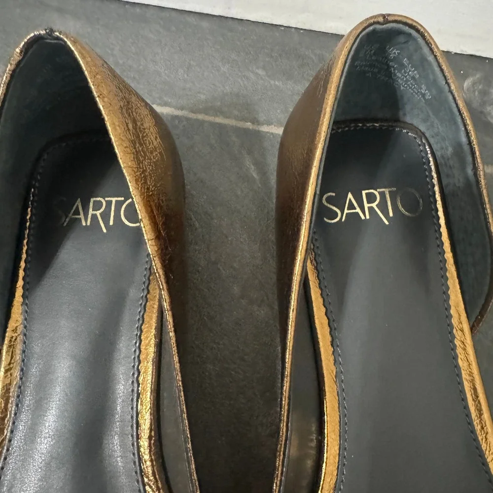 Sarto by Franco Sarto Tracy Gold Metallic Leather‎ Square Toe D'Orsay Flats 6M